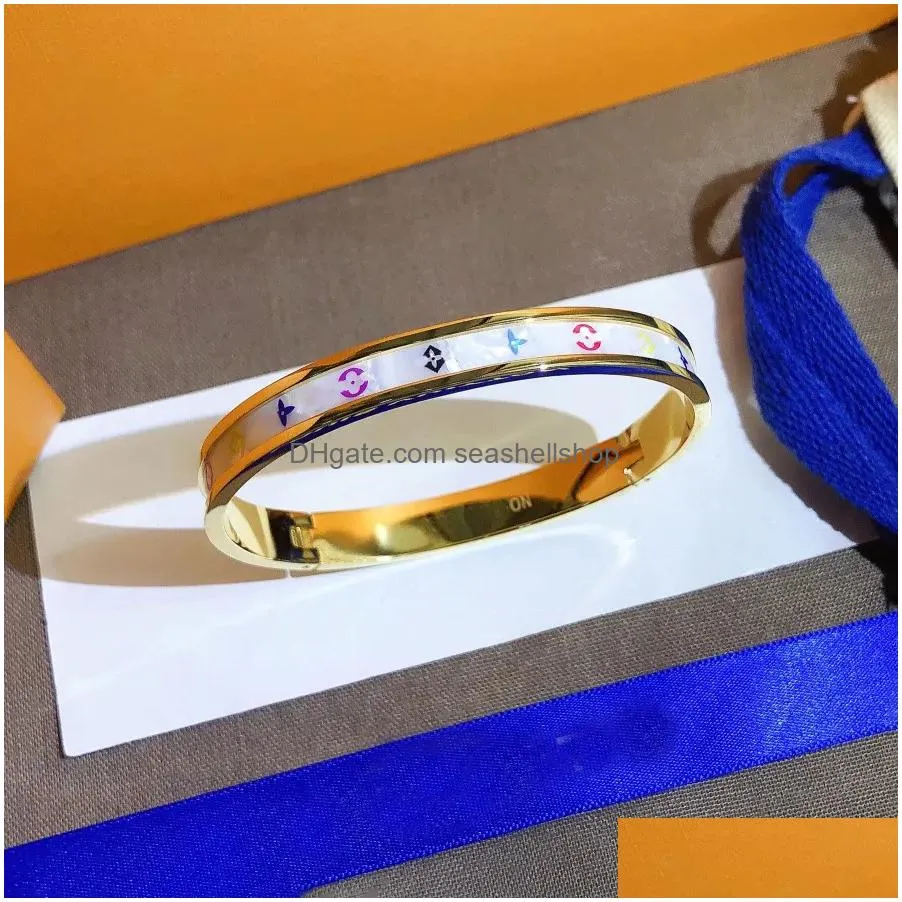 Bangle New Brand Gold Plated Bangle High Quality Love Gift Bracelet Luxury Girl Summer Wedding Travel 2023 Style Jewelry Drop Deliver Dhfuq