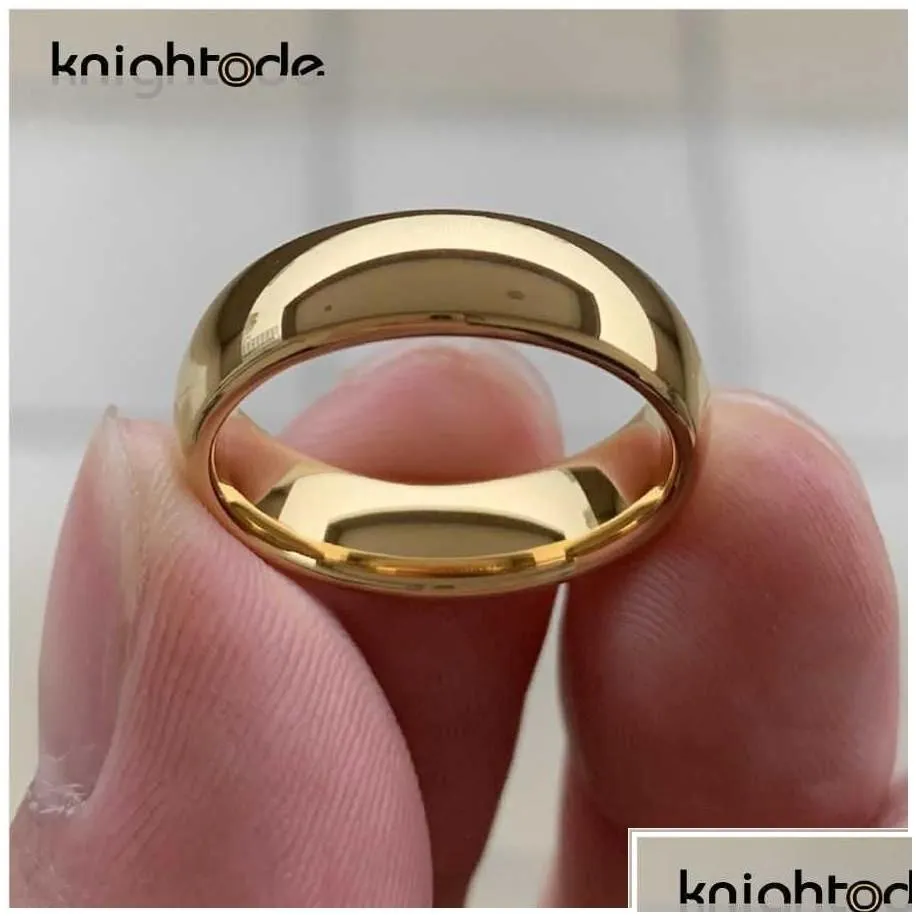 Band Rings Classic Gold Color Wedding Ring Tungsten Carbide Women Men Engagement Gift Jewelry Dome Polished Engraving 210713 Drop Del