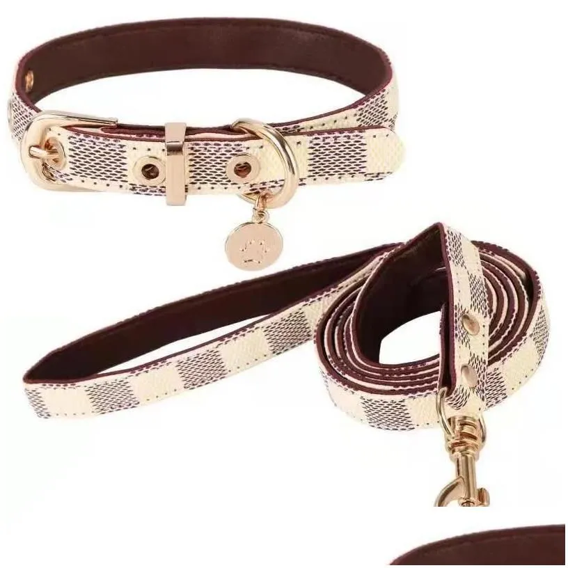 dog collars leashes dog collar leash set classic presbyopia designer letters pattern print leashes pu leather fashion casual adjusta