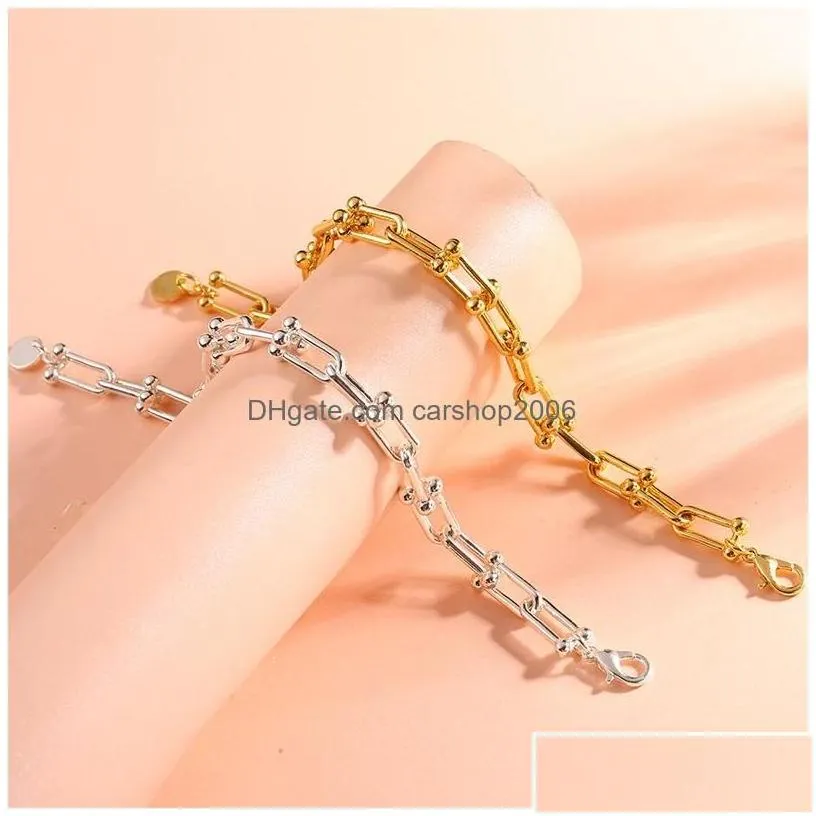 chain u bamboo knot style stainless steel bracelets women fashion jewelry christmas gift drop delivery dhb9q