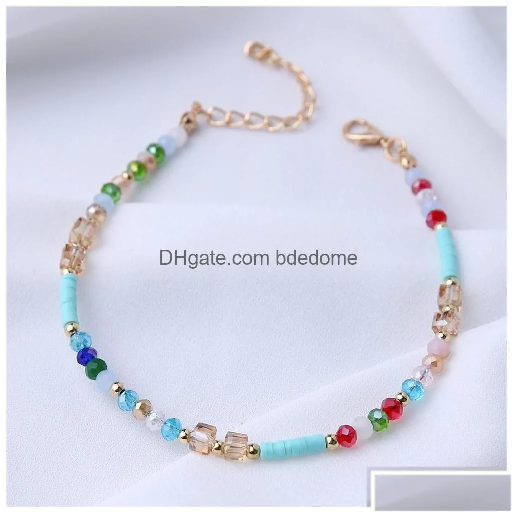 Anklets Fashion Personalized Contrast Color Bead For Women Sandals Foot Anklet Bracelet Bohemia Summer Beach Charm Jewelry Drop Delive