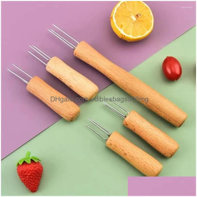 forks durable cooking tools set of 4 stainless steel potato with beech wood handle reusable corn skewers peeling for