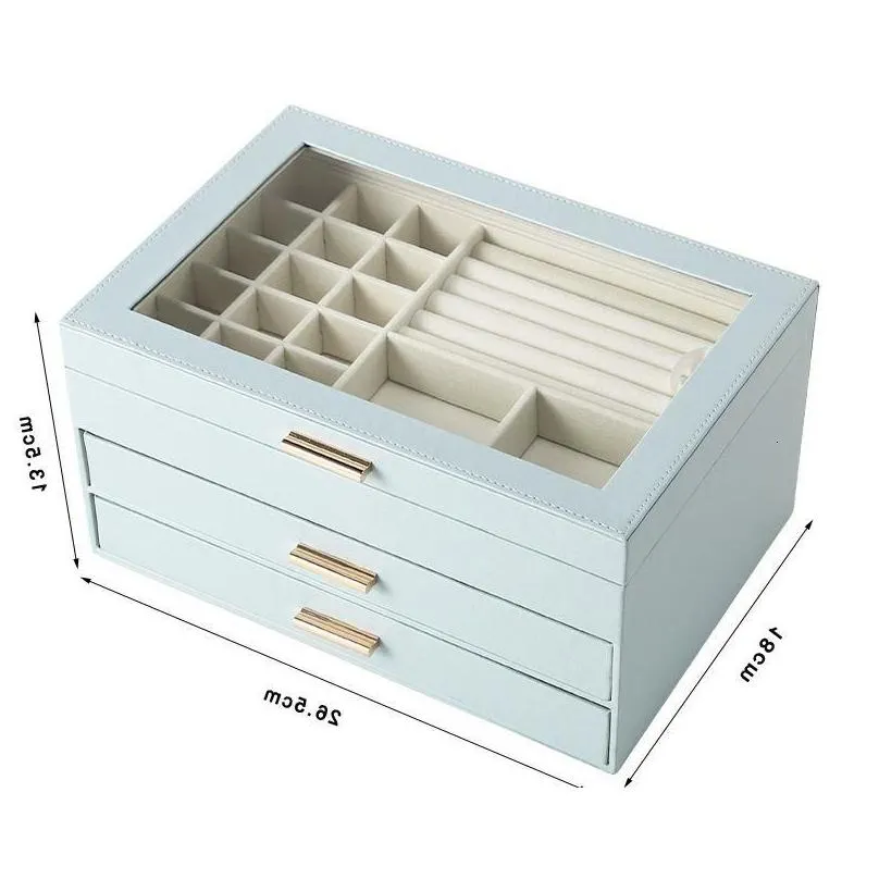 Jewelry Boxes Size Sml Organizer Display Travel Jewellery Case Portable Box Pu Storage Earring Holder 230313 Drop Delivery Otmck