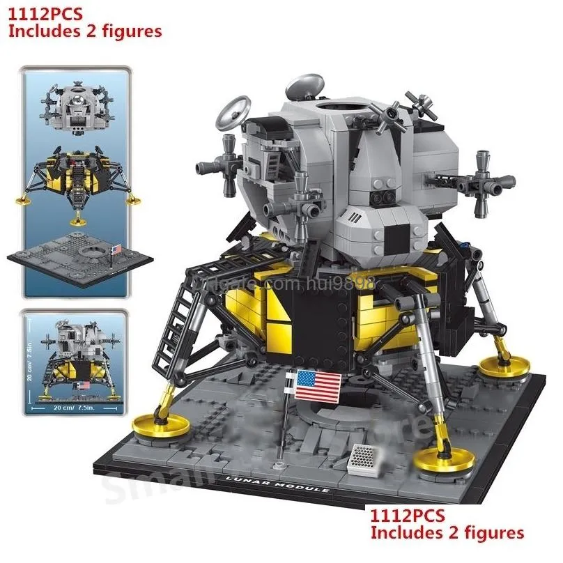  2020 creator expert apollo 11 moon space rocket lunar lander compatible 10266 building blocks kit toys for boys child gift