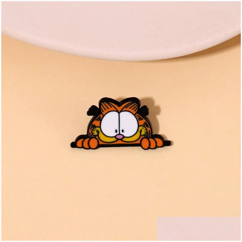 lazy cat pin cute anime movies games hard enamel pins collect metal cartoon brooch backpack hat bag collar lapel badges