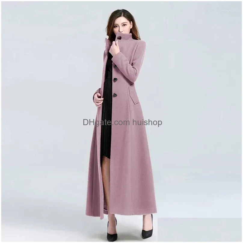 womens wool women woolen coat 2023 winter elegant jacket slim long trench thick warm tops lady vintage dress overcoat