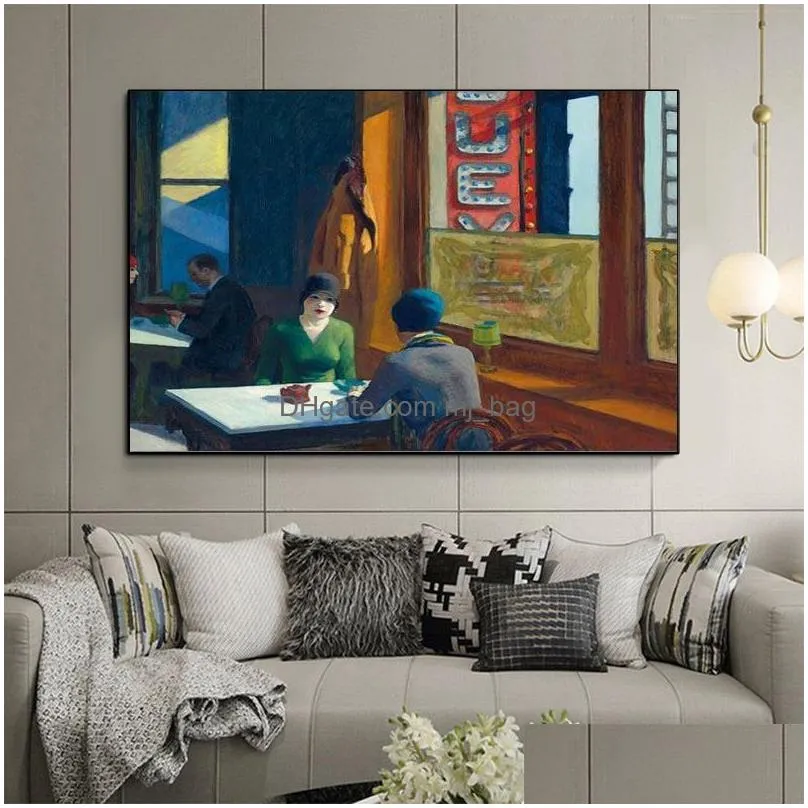 Paintings Edward Hopper Canvas Art Paintings Modern Abstract Poster And Print Cuadros Wall Picture For Living Room Home Decoration Dro Dhbqs