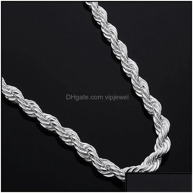 chains 925 sterling sier 2mm m twisted rope chain necklaces for women men fashion jewelry 16 18 20 22 24 26 28 30 inches drop delive