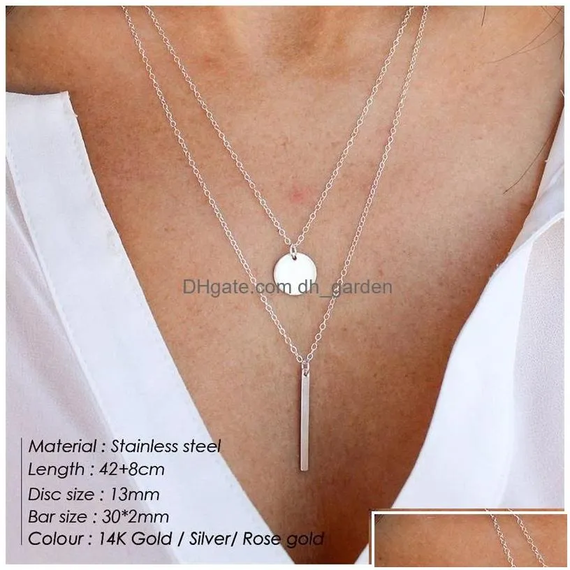 Pendant Necklaces 3Pcs Separated Stainless Steel Layered Necklaces Women Pendant Choker Chain Necklace Set Fashion Jewelry D Dhgarden