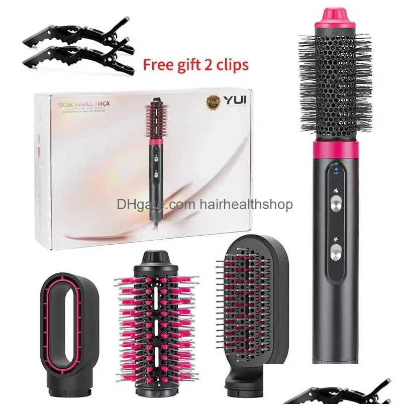 Hair Dryers Dryers 5 In1 Hair Brush Air Dryer Styler Anion Heated Womens Straightener Curler Comb Drop Delivery Hair Products Hair Car Dh9Lk