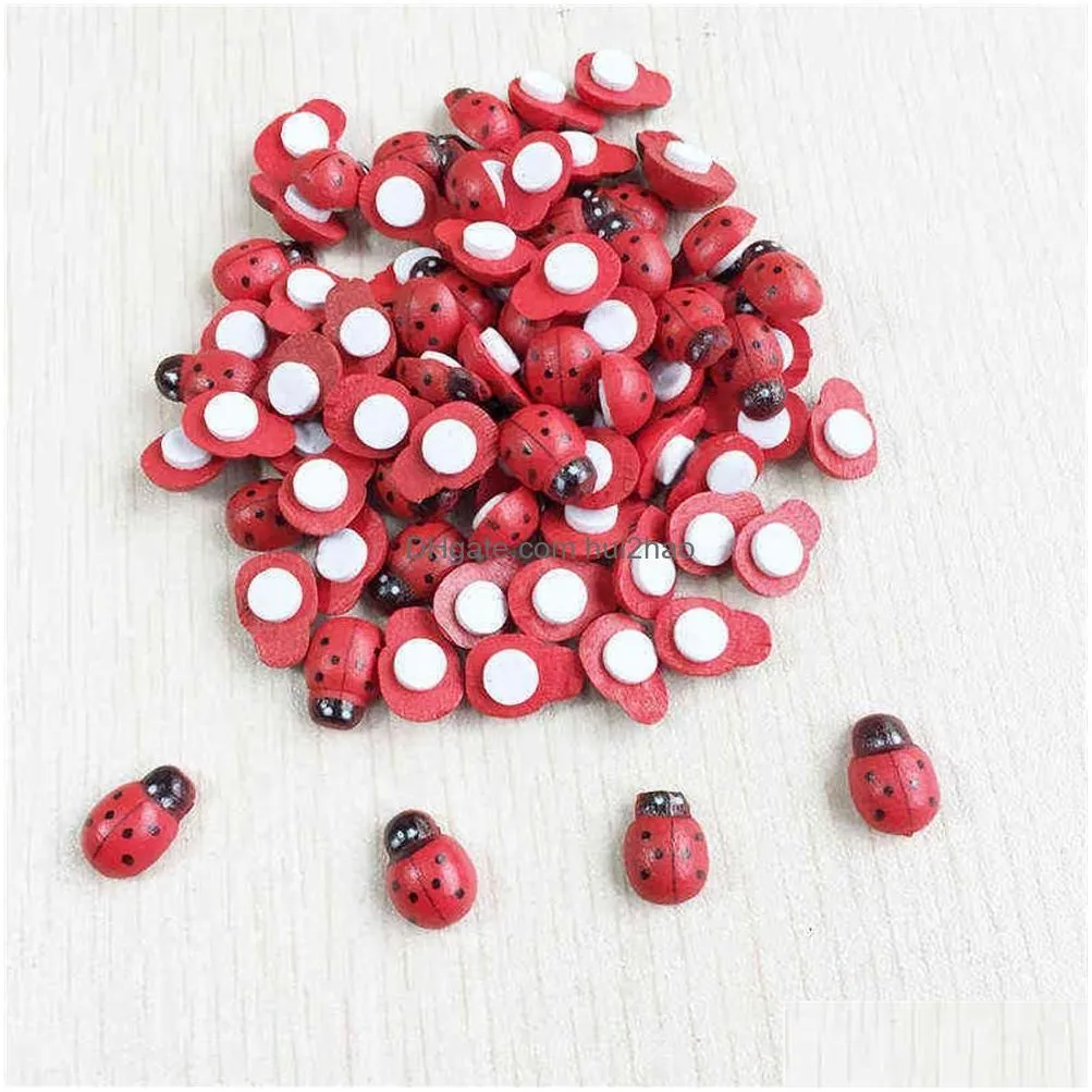 2000pcs wooden beads ladybird ladybug stickers children kids cartoon toys painted adhesive back craft home party decorations g0911316z