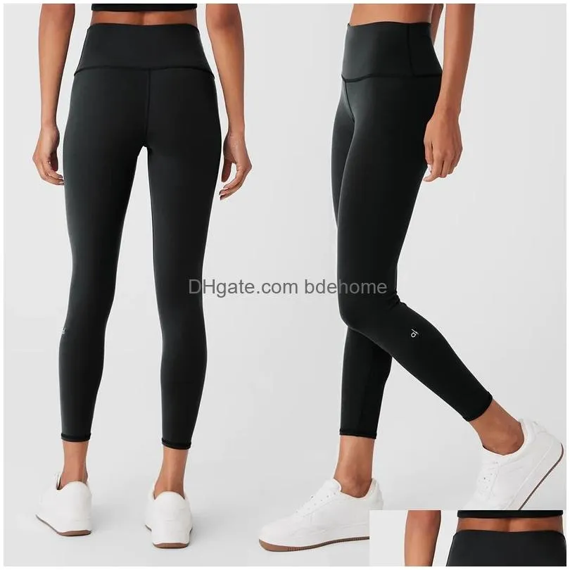 Yoga Outfit Al Yoga Sweatpants 7/8 High-Waist Airb Legging High-Rise Hip-Lift Elastic Tight T-Line Nude Pants Fitness Breathable Worko Dhb2D