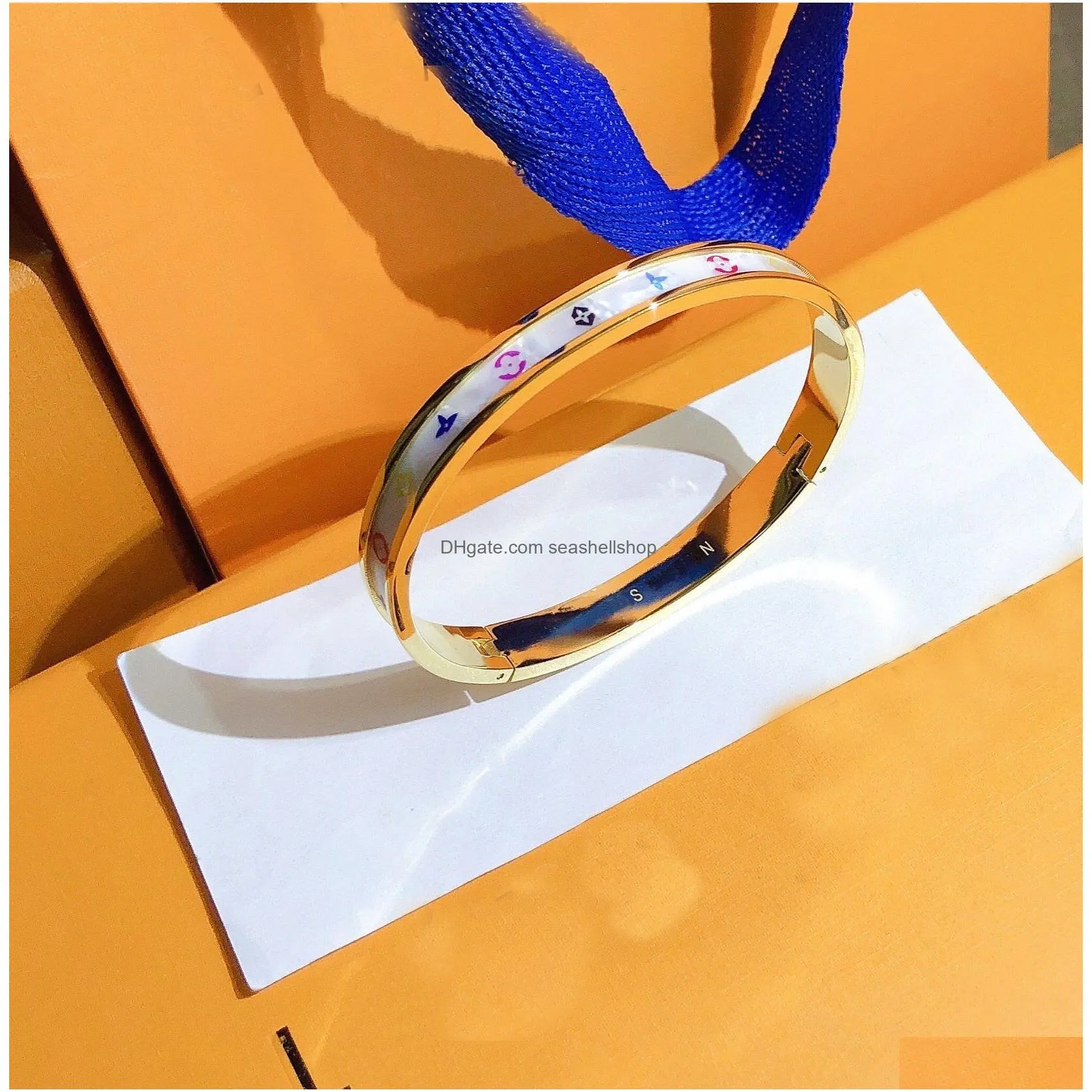 Bangle New Brand Gold Plated Bangle High Quality Love Gift Bracelet Luxury Girl Summer Wedding Travel 2023 Style Jewelry Drop Deliver Dhfuq