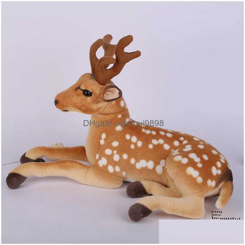 Stuffed Plush Animals 70Cm Lying Elk Giraffe Sika Deer With Angle Simated Model Kids Mount Christmas Decorat P Children Toy Drop De Dhwef