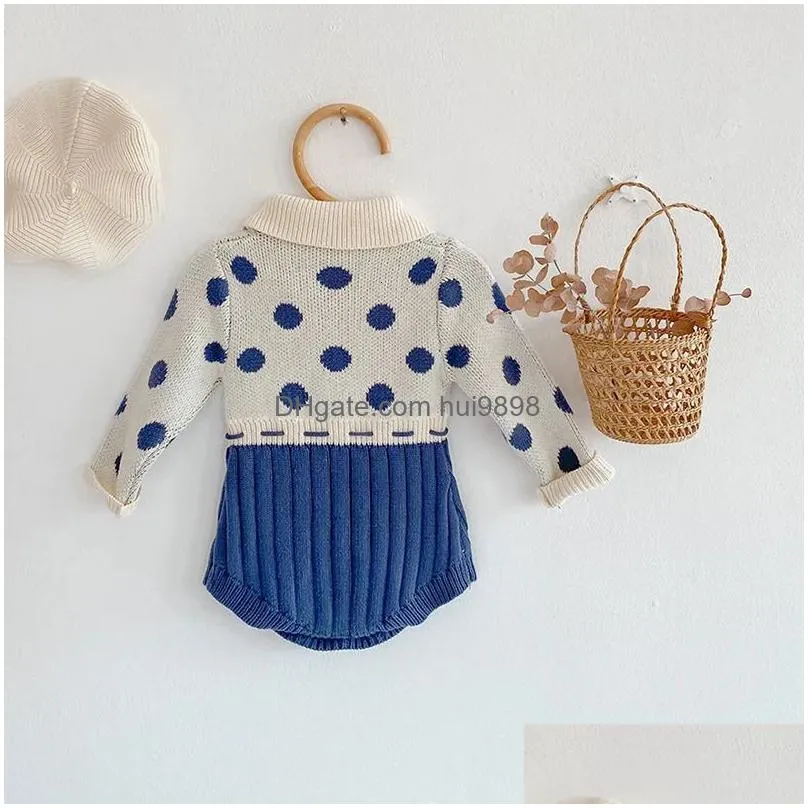 Rompers Baby Girl Autumn Clothes Born Polka Dot Knit Bodysuit Patchwork False Sets For Jumpsuits 240116 Drop Delivery Kids Maternity Dh9Nw