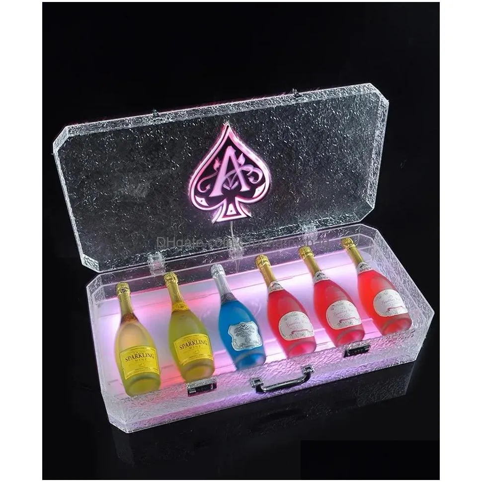 Other Festive & Party Supplies Portable Ice Rock Display Case Ace Of Spade Led Briefcase Champagne Cocktail Wine Box Whisky Carrier Vi Dhxui