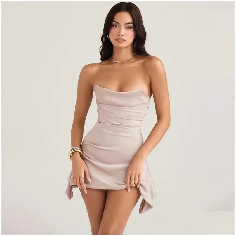 satin bodycon mini dress women party strapless dress house of cb dress sexy celebrity club dress