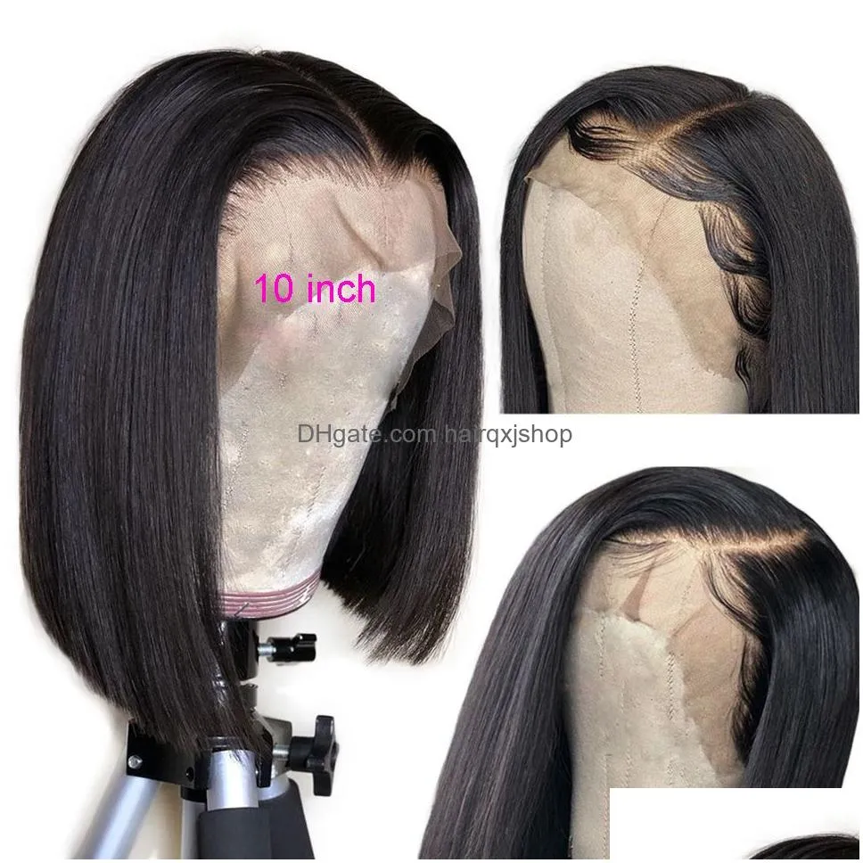 Synthetic Wigs Wigs 180 Density Short Bob Wig Glueless Closure Human Hair For Women Brazilian Straight Preplucked Drop Delivery Hair Dhzvz