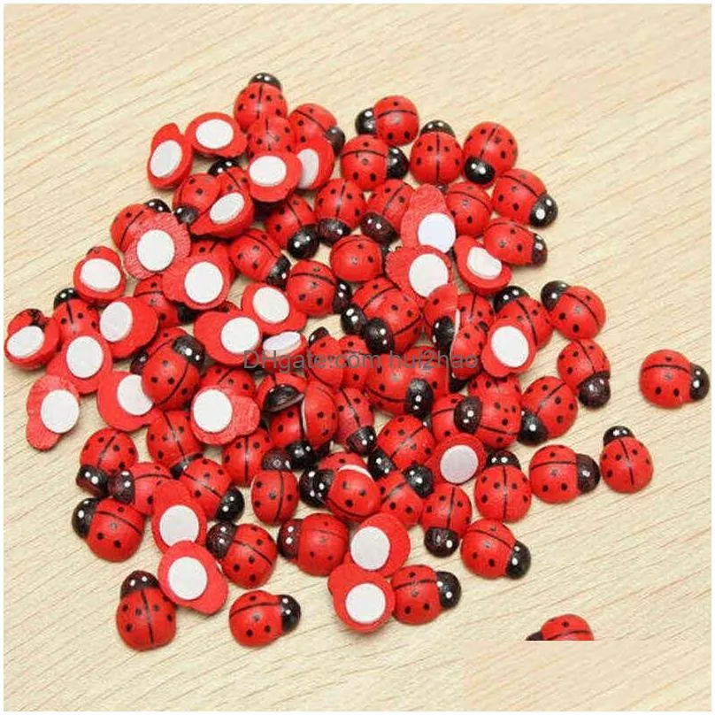 2000pcs wooden beads ladybird ladybug stickers children kids cartoon toys painted adhesive back craft home party decorations g0911316z