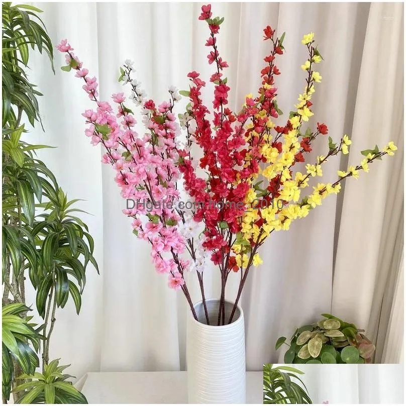 decorative flowers artificial flower silk 90 head big peach blossom branches for wedding arrangement accessories fake stems