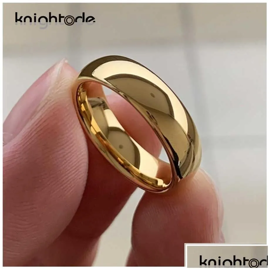 band rings classic gold color wedding ring tungsten carbide women men engagement gift jewelry dome polished engraving 210713 drop del