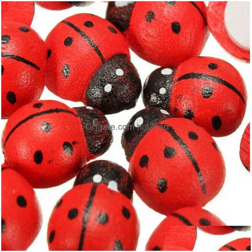 2000pcs wooden beads ladybird ladybug stickers children kids cartoon toys painted adhesive back craft home party decorations g0911316z