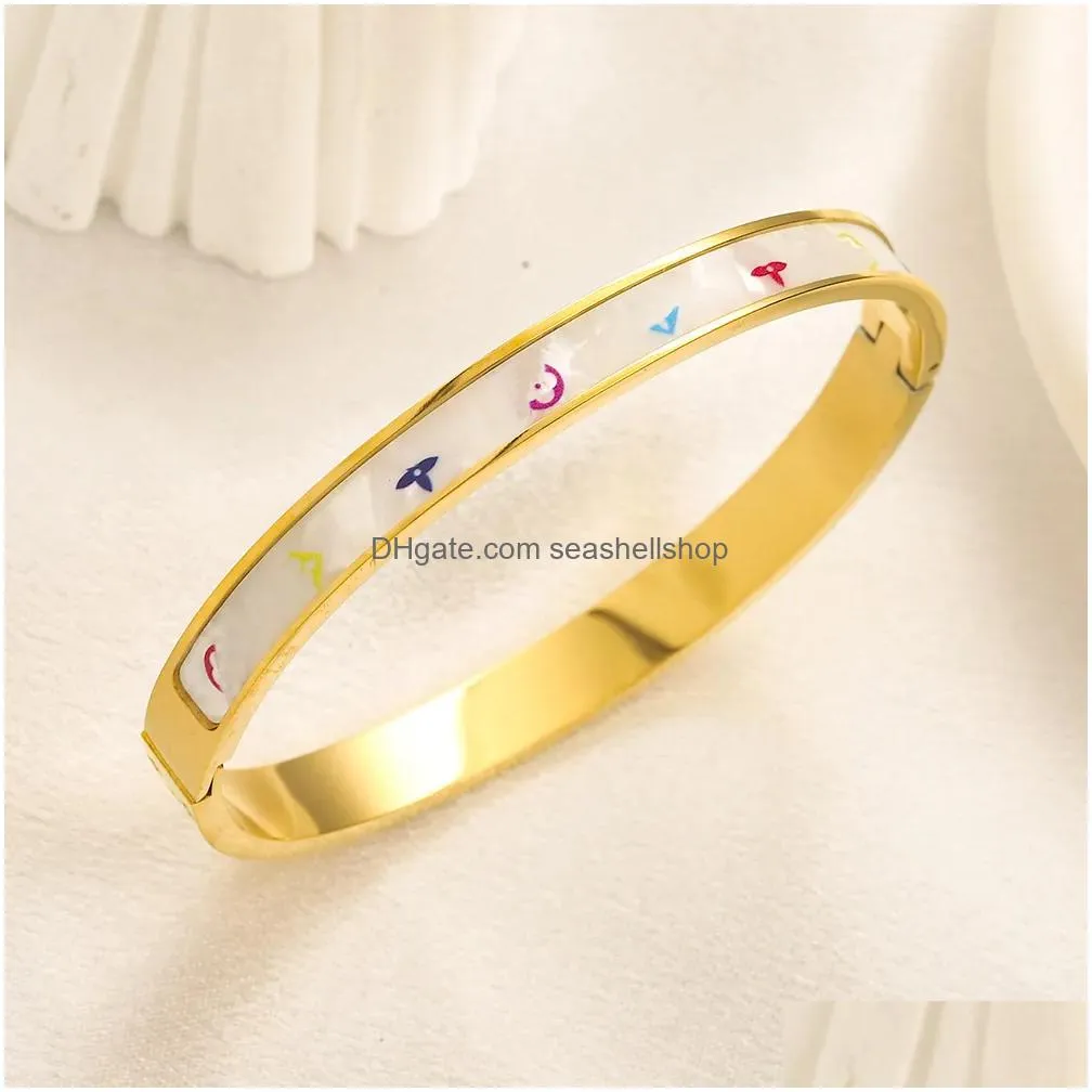 Bangle New Brand Gold Plated Bangle High Quality Love Gift Bracelet Luxury Girl Summer Wedding Travel 2023 Style Jewelry Drop Deliver Dhfuq