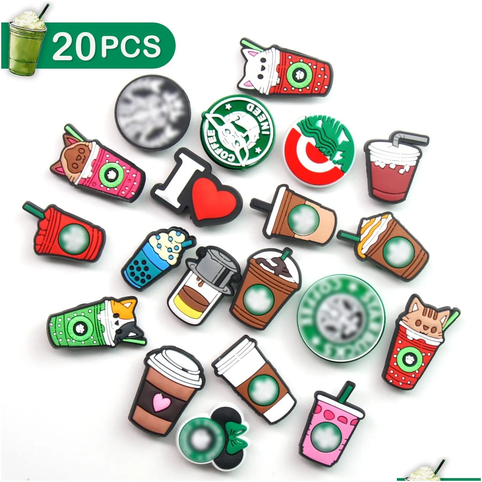 shoe parts accessories coffee charms for kids girls boys teens women men cat clog sandals bracelets decoration party favor d series