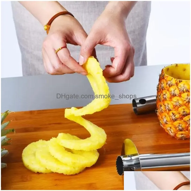 stainless steel pineapple peeler cutter slicer corer peel core tools fruit vegetable knife gadget kitchen supplies