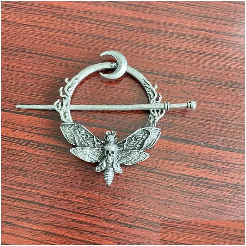 Hair Clips & Barrettes Hair Clips 10Pcs Witchy Moon Dead Head Skl Moth Hairpin Woman Jewelry Drop Delivery Jewelry Hairjewelry Dho9K