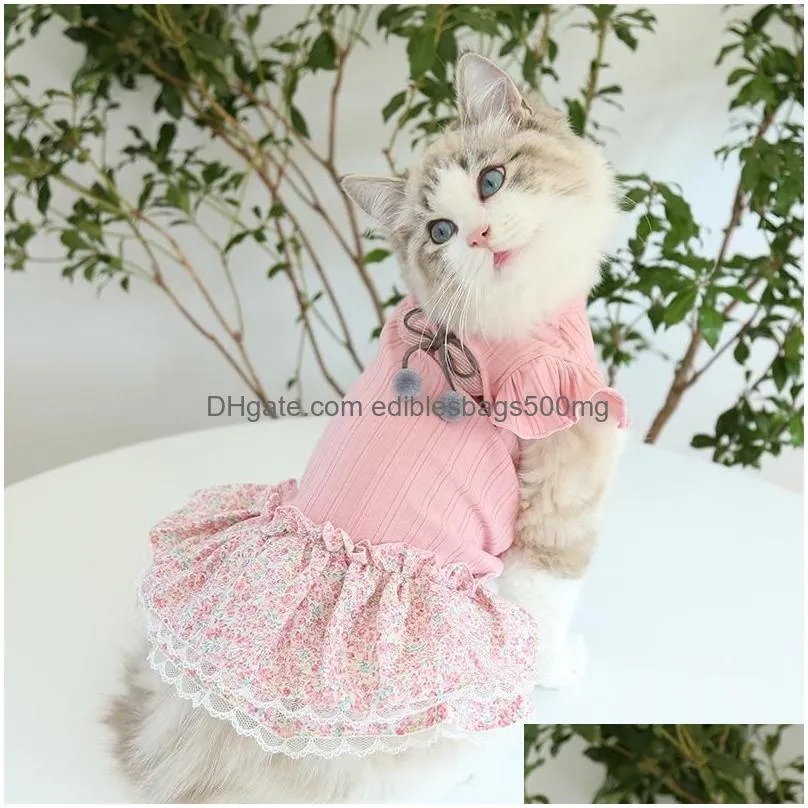 milk shake powder girls vest and dresses for dogs pet clothing pink color dress dog clothes goods cats apparel