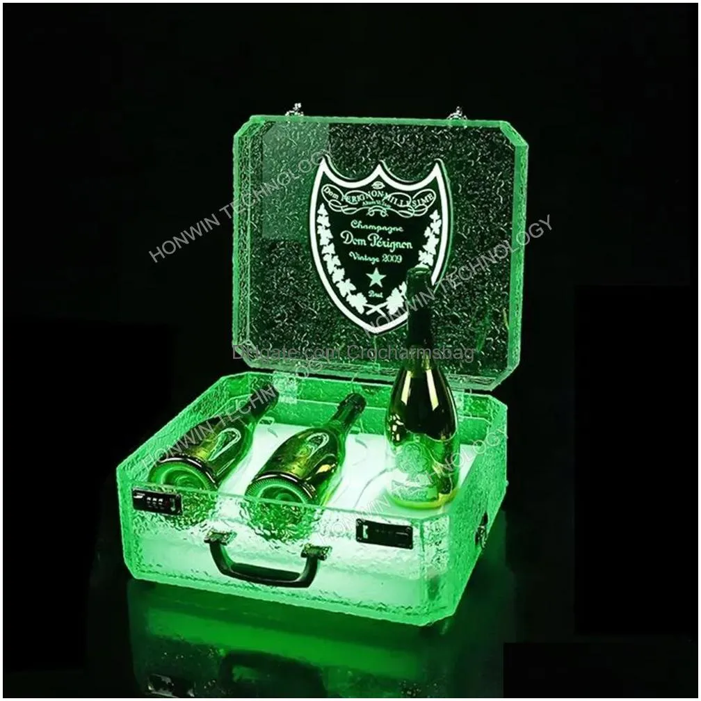 Other Festive & Party Supplies Portable Ice Rock Display Case Ace Of Spade Led Briefcase Champagne Cocktail Wine Box Whisky Carrier Vi Dhxui