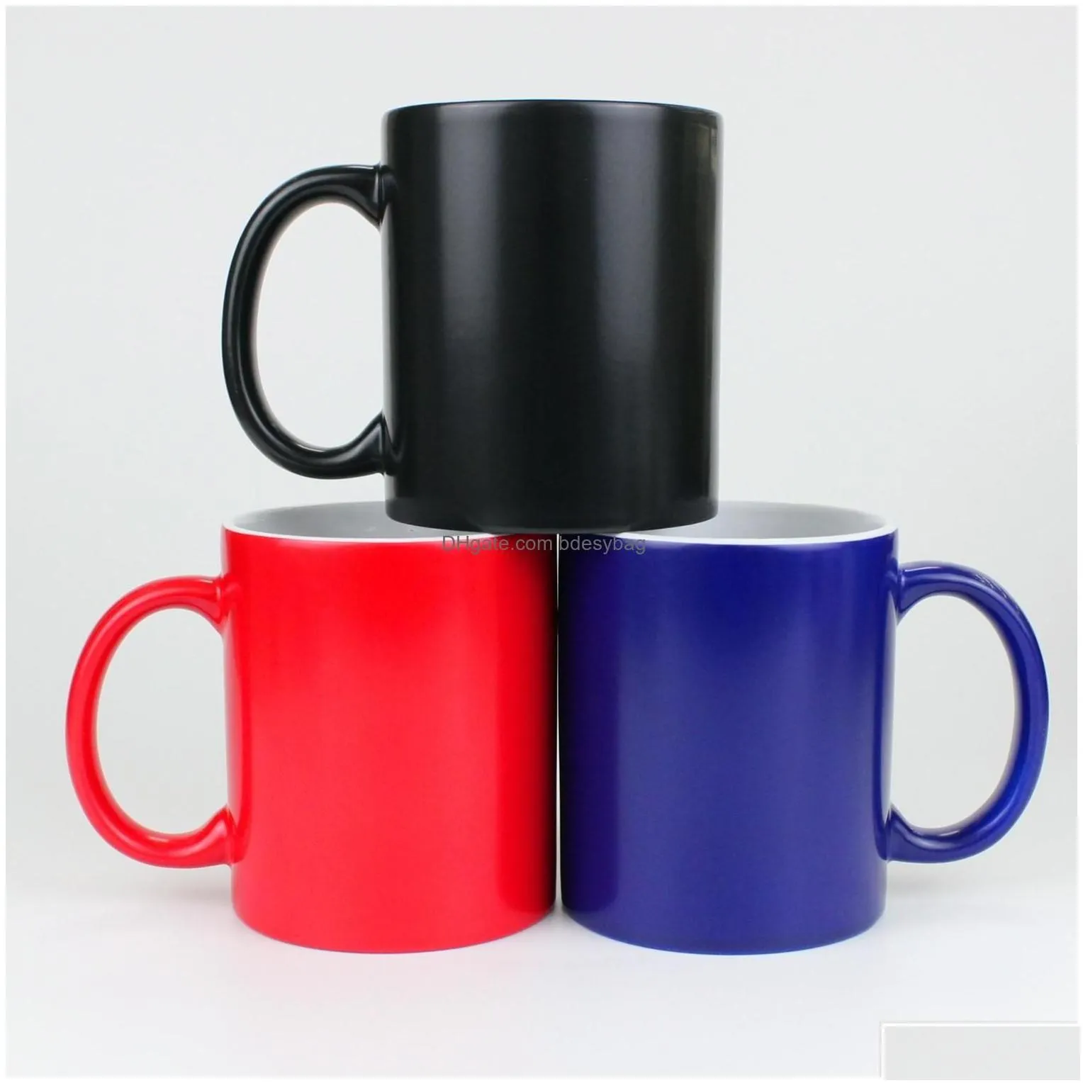 wholesale Sublimation Blanks 11 Oz Color Changing Magic Coffee Mug Ceramic Heat Sensitive Blank Milk Cups Glossy Drop Delive Dhopd