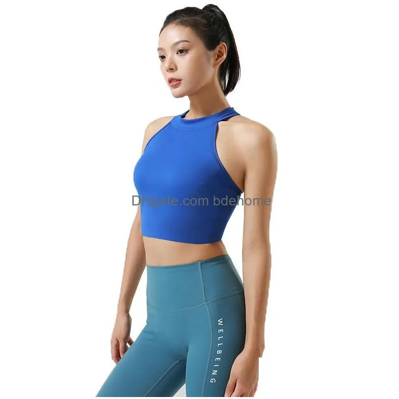 Yoga Outfit Al Yoga Soft Top That Bra Tank Women Sports Bras Medium Impact Seamless Delight High Neck Vest On-Trend Longline Silhouett Dhvrn