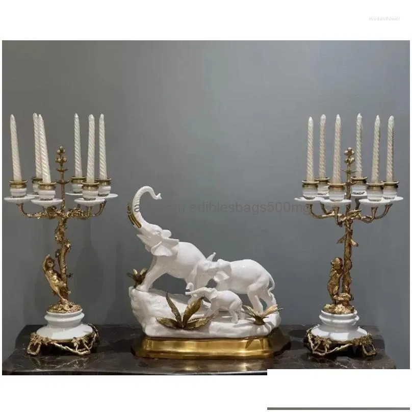 candle holders tabletop large size porcelain with brass light stick pair craft angel statue blue and white holder for home decor