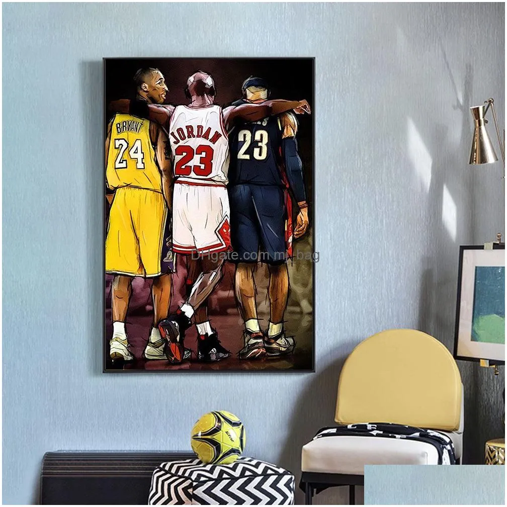 Paintings Black Mamba Mentality Posters Wall Art Basketball Legend Player Canvas Prints Paintings Picture For Home Decoration Drop Del Dhlhk