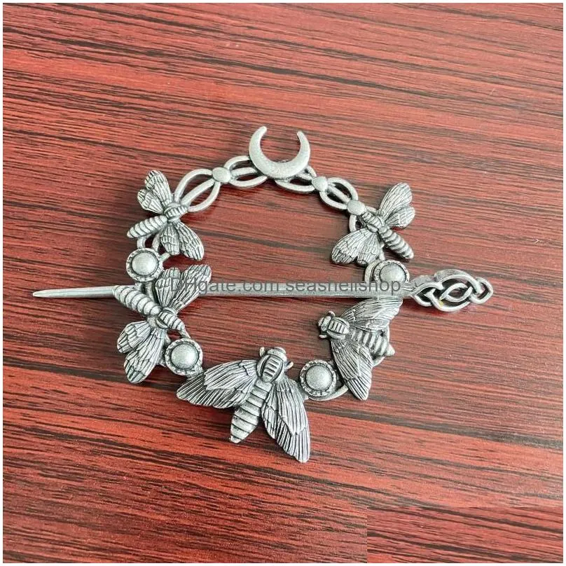 Hair Clips & Barrettes Hair Clips 10Pcs Witchy Moon Dead Head Skl Moth Hairpin Woman Jewelry Drop Delivery Jewelry Hairjewelry Dho9K