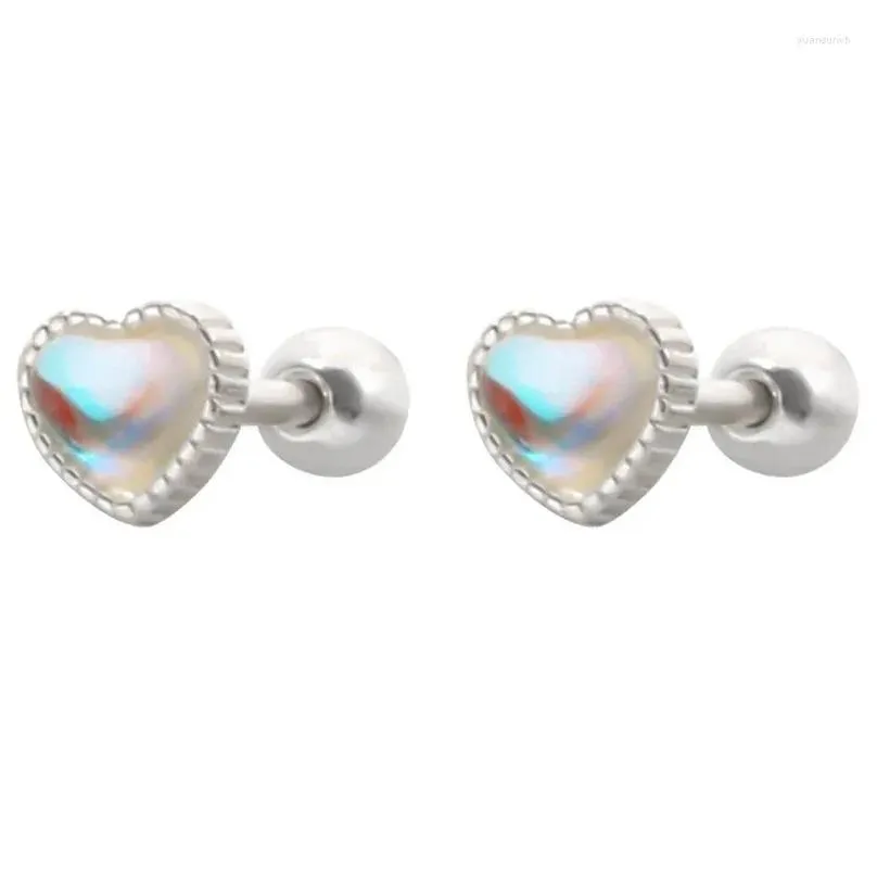 stud earrings 925 silver needle opal love heart for women girls wedding christmas party jewelry gifts pendientes eh454