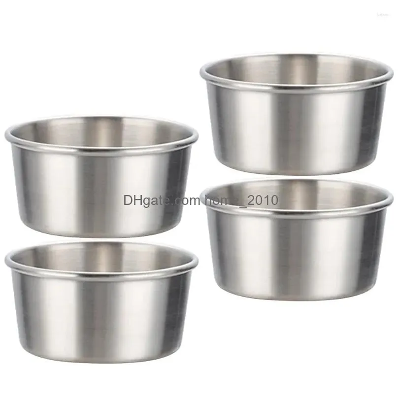 baking tools 4 pcs metal sauce plate dip cups salad containers condiments ramekin stainless steel