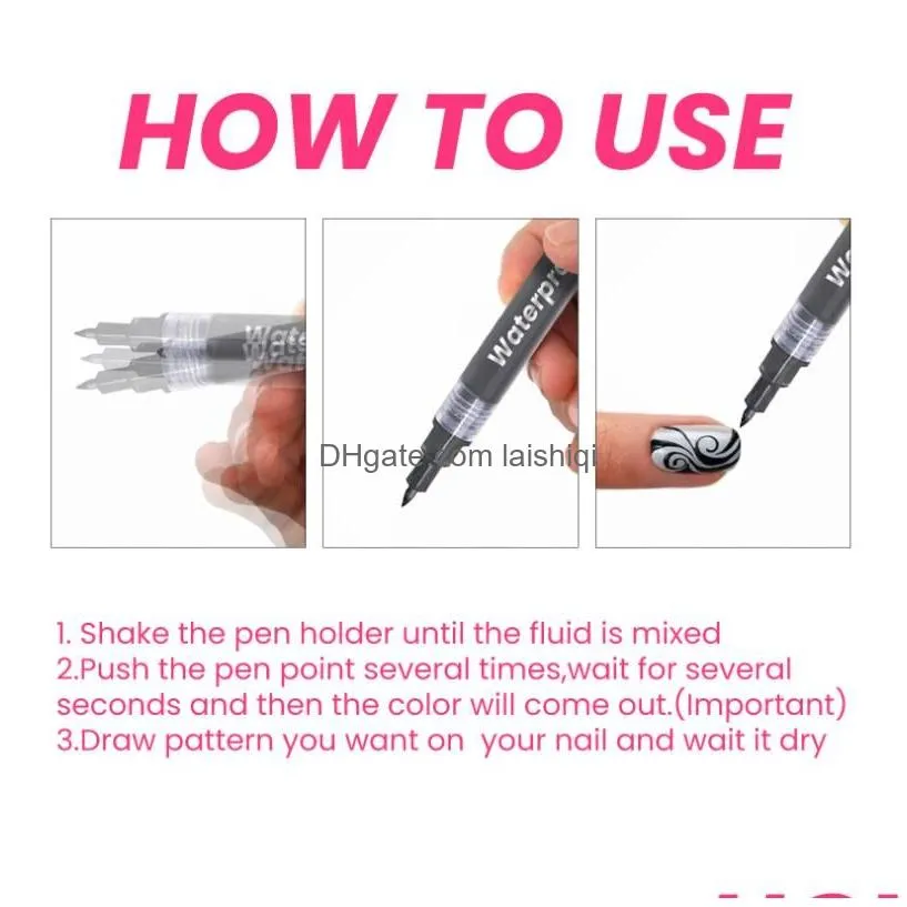 3d nail polish art pen nails art drawing painted dotting pen waterproof nail polish pens marker