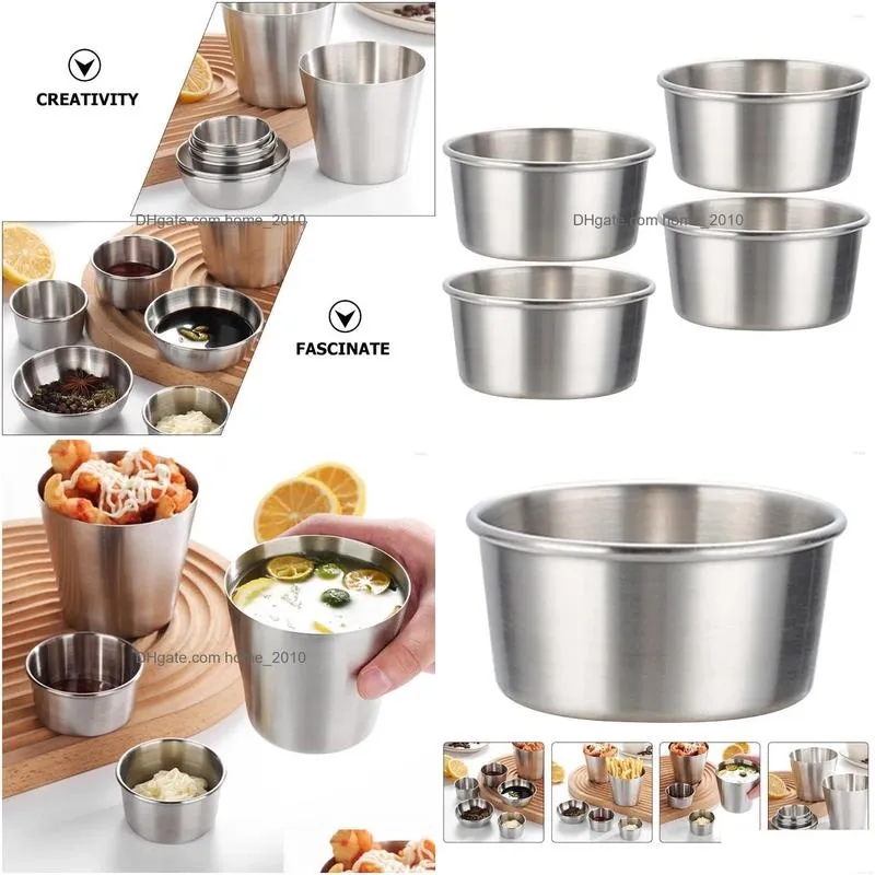 baking tools 4 pcs metal sauce plate dip cups salad containers condiments ramekin stainless steel