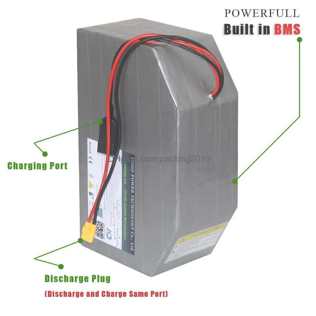 Batteries 72V 60Ah Bomber Electric Bike Frame Polygon Battery Pack With 100A/200A Bluetooth Bms 5A  Drop Delivery Electronics B Dhux5