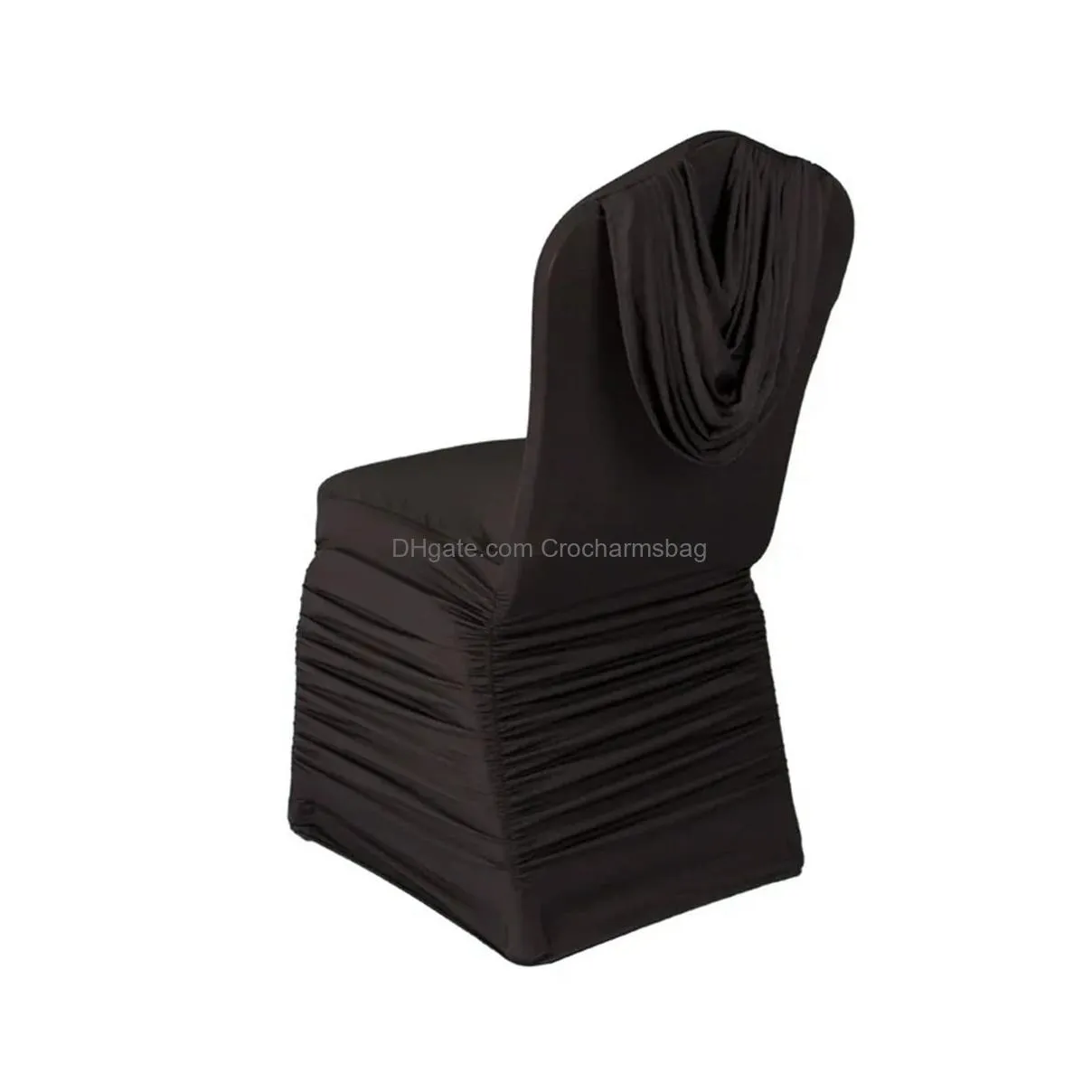 Other Event & Party Supplies Latest Spandex Ruffled Chair Ers Hood Sash Hat Bands For Wedding Party Event Decoration Drop Delivery Hom Dhfqh