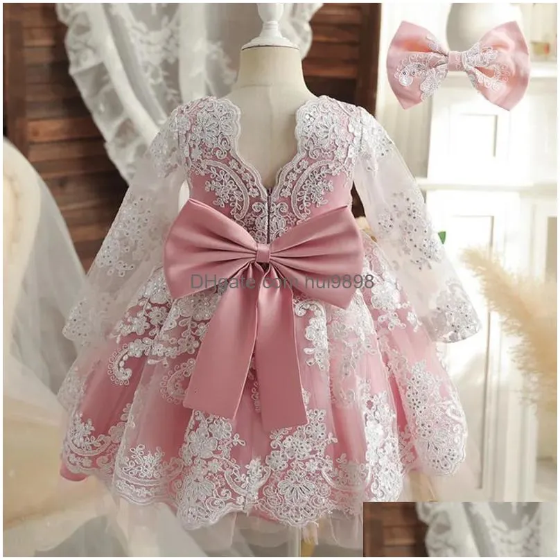 Girls Dresses 12M Baby Girl 1 Year Birthday Dress Born Christening Gown Infant Toddler Baptism Little Vestidos 240131 Drop Delivery Dhfrc