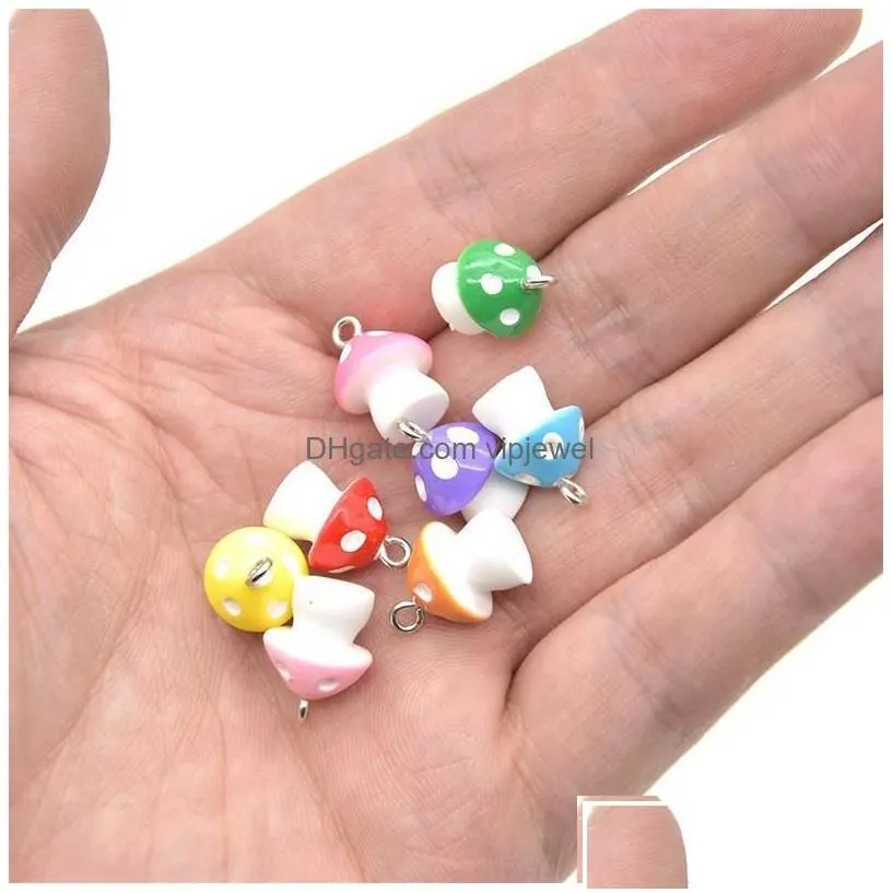 Charms Colorf Lovely Mushroom 12Mm Pendants Crafts Making Findings Handmade Jewelry Diy For Earrings Necklace Drop Delivery Component