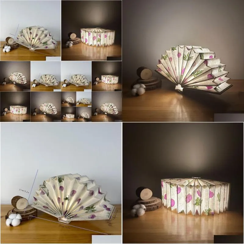 handmade paper foldable lamp unique bedside night light decorative lamp aesthetic home decor housewarming gift unique decor.