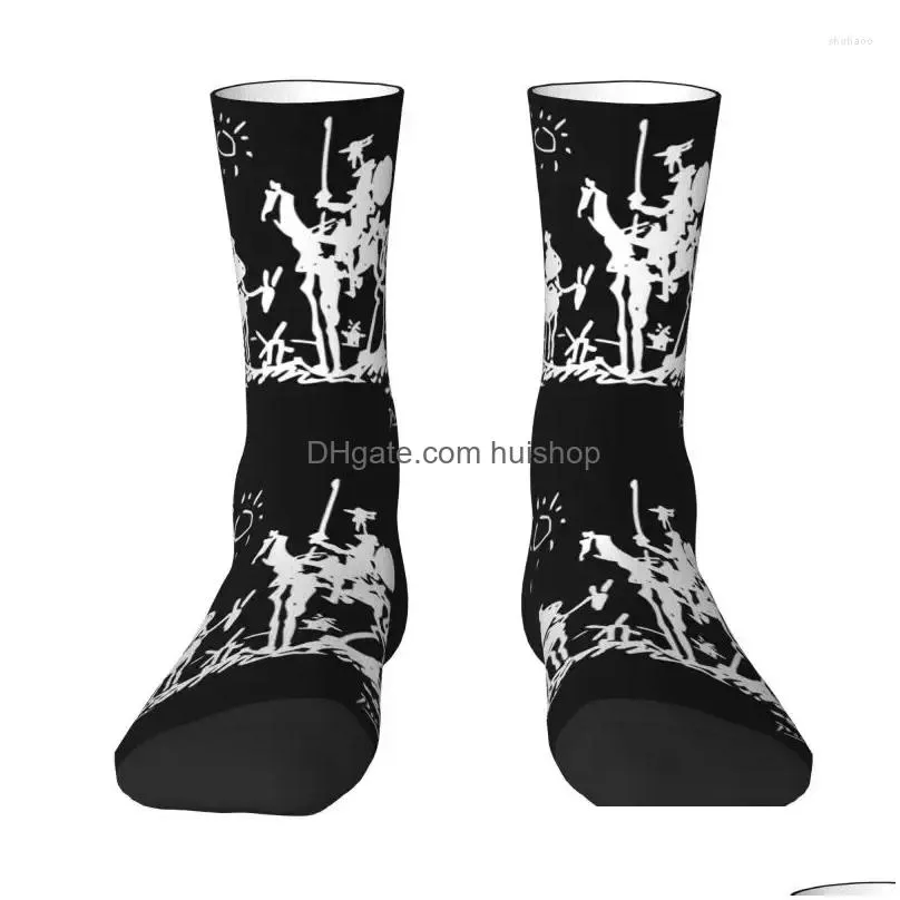 mens socks novelty print one line face art for women men stretch summer autumn winter pablo picasso crew