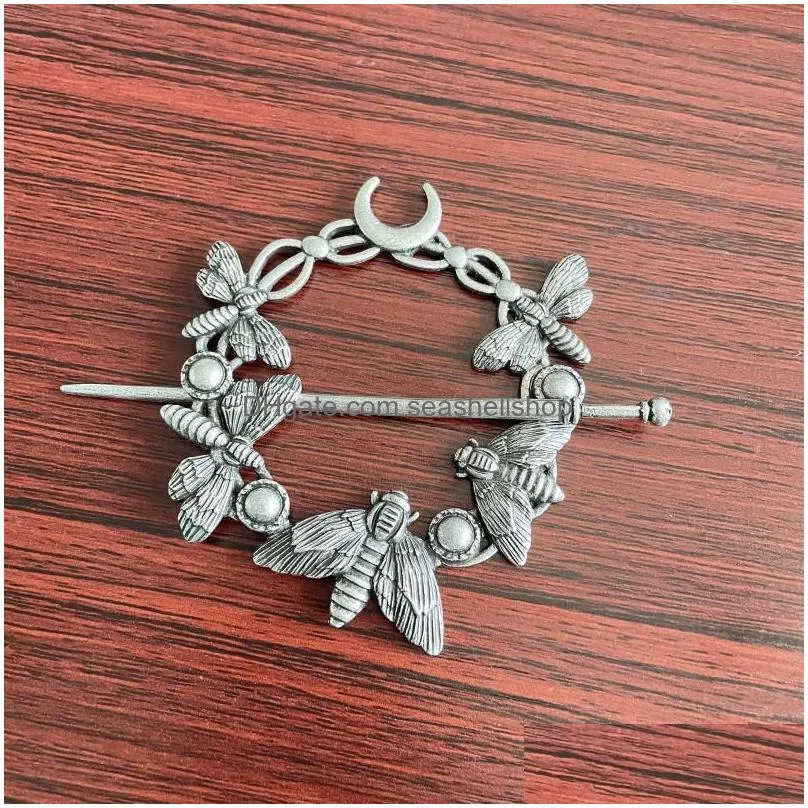 Hair Clips & Barrettes Hair Clips 10Pcs Witchy Moon Dead Head Skl Moth Hairpin Woman Jewelry Drop Delivery Jewelry Hairjewelry Dho9K