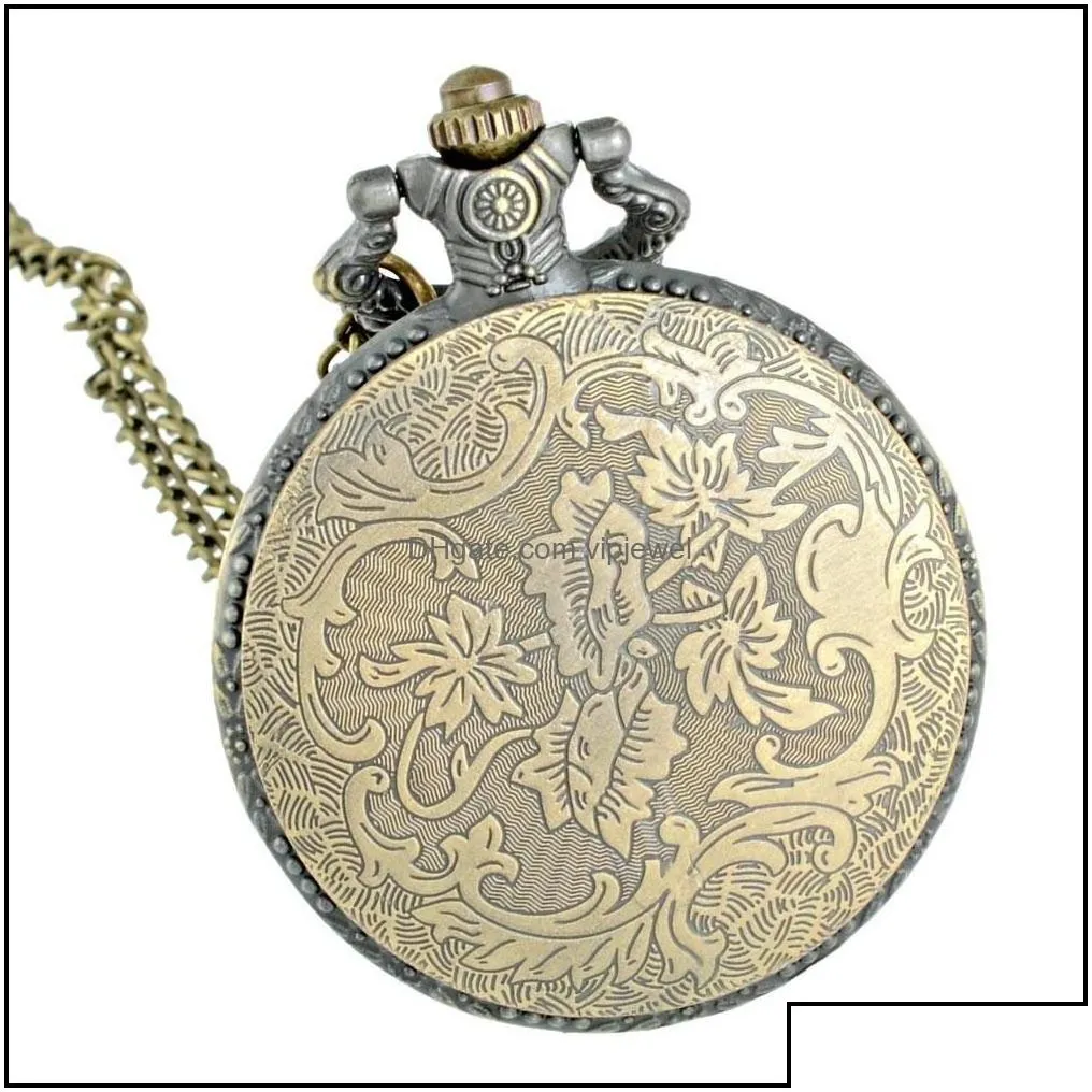 pocket watches train theme fl quartz engraved fob retro pendant watch chain gift fire fighter drop delivery 2021 yjlqq
