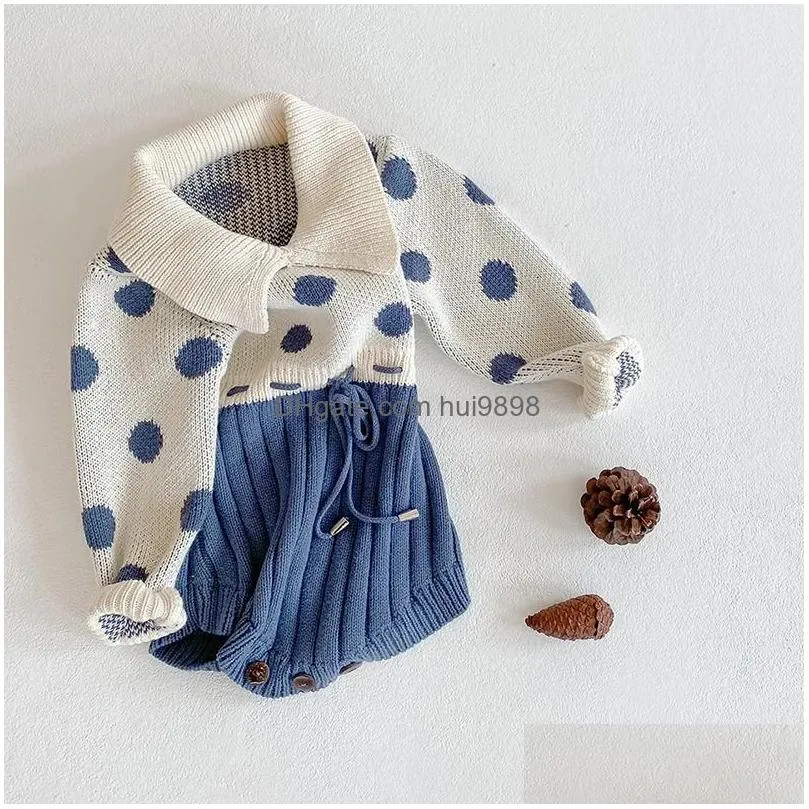 Rompers Baby Girl Autumn Clothes Born Polka Dot Knit Bodysuit Patchwork False Sets For Jumpsuits 240116 Drop Delivery Kids Maternity Dh9Nw